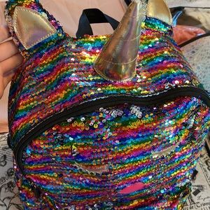 Betsey Johnson Rainbow Sequin Unicorn Backpack